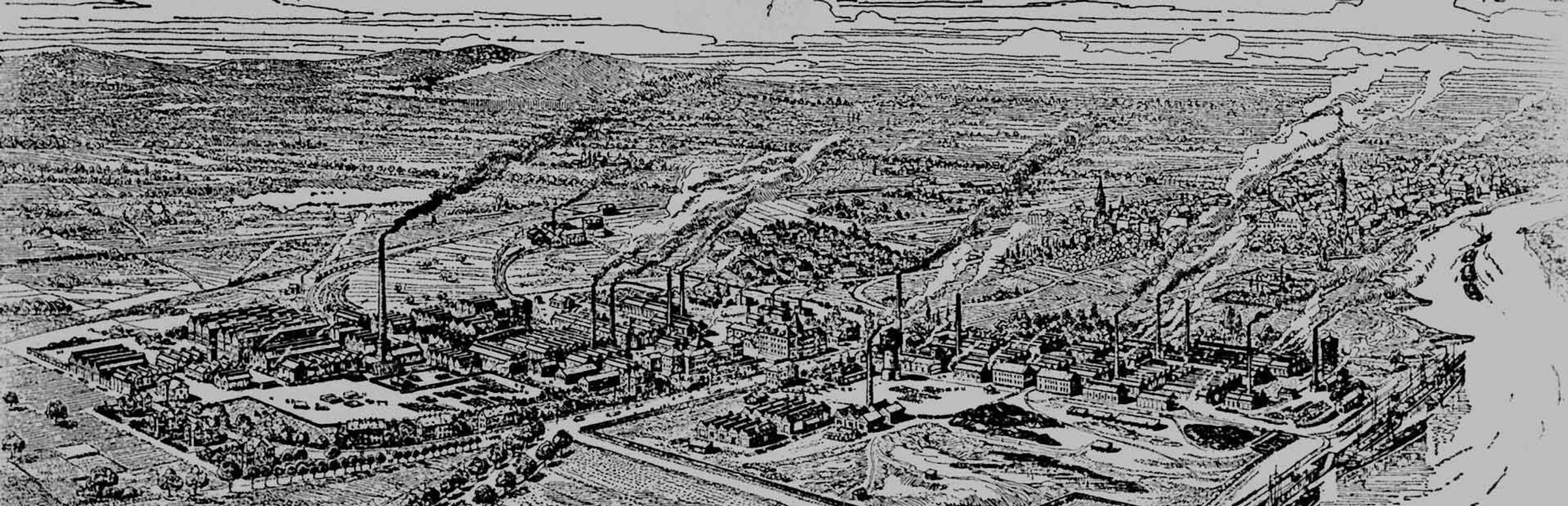 Historische Darstellung des Industrieparks in Höchst